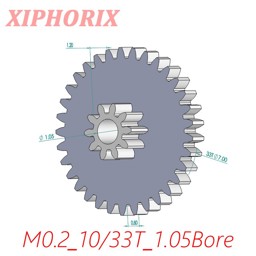 Show details for Module 0.2 M0.2 10/33 Teeth Plastic Double Tooth Gear, Sliding Fit 1.0mm Shaft Picture of Module 0.2 M0.2 10/33 Teeth Plastic Double Tooth Gear, Sliding Fit 1.0mm Shaft