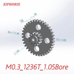 Show details for Module 0.3 12/36 Teeth Plastic Double Tooth Gear, Sliding Fit 1.0mm Shaft Picture of Module 0.3 12/36 Teeth Plastic Double Tooth Gear, Sliding Fit 1.0mm Shaft