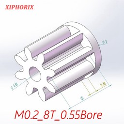Show details for Module 0.2 8 Teeth Plastic Pinion, Interference Fit 0.6/0.7mm Shaft of Motor, for Horizonhobby Linear Servo Picture of Module 0.2 8 Teeth Plastic Pinion, Interference Fit 0.6/0.7mm Shaft of Motor, for Horizonhobby Linear Servo