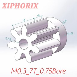 Show details for Module 0.3 7 Teeth Plastic Pinion, Fit 0.8mm Shaft of Motor Picture of Module 0.3 7 Teeth Plastic Pinion, Fit 0.8mm Shaft of Motor