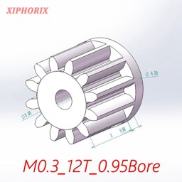 Show details for Module 0.3 12 Teeth Plastic Pinion, Interference Fit 1.0mm Shaft Picture of Module 0.3 12 Teeth Plastic Pinion, Interference Fit 1.0mm Shaft