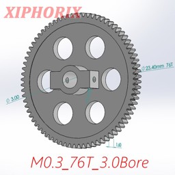 Show details for Module 0.3 M0.3 76 Teeth Plastic  Gear,  Interference Fit 3.0mm Shaft Picture of Module 0.3 M0.3 76 Teeth Plastic  Gear,  Interference Fit 3.0mm Shaft