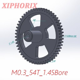 Show details for Module 0.3 M0.3 54 Teeth Plastic  Gear,  Interference Fit 1.5mm Shaft Picture of Module 0.3 M0.3 54 Teeth Plastic  Gear,  Interference Fit 1.5mm Shaft