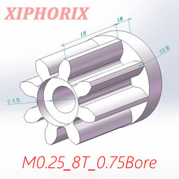 Show details for Module 0.25 8 Teeth Plastic Pinion, Fit 0.8mm Shaft of Motor Picture of Module 0.25 8 Teeth Plastic Pinion, Fit 0.8mm Shaft of Motor
