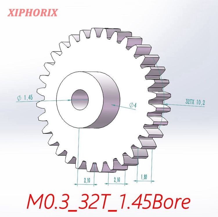Picture of Module 0.3 M0.3 32 Teeth Plastic  Gear,  Interference Fit 1.5mm Shaft