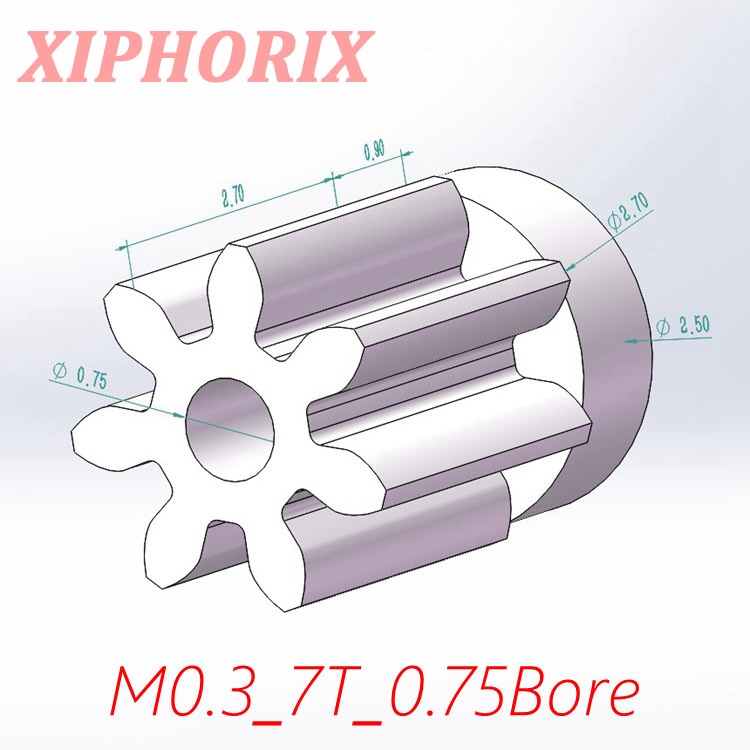 Picture of Module 0.3 7 Teeth Plastic Pinion, Fit 0.8mm Shaft of Motor