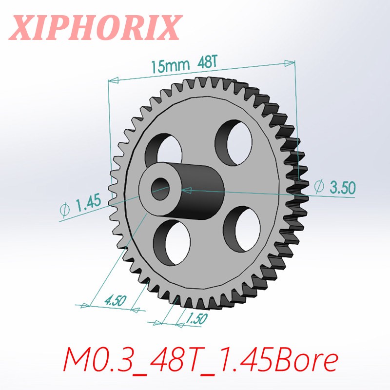 Picture of Module 0.3 M0.3 48 Teeth Plastic  Gear,  Interference Fit 1.5mm Shaft